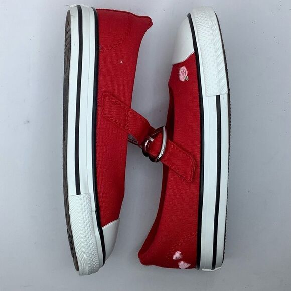 New! Chuck Taylor All Star Dainty Mary Jane Red Textile Ballet Infant Shoes Sz 9 - Picture 3 of 9